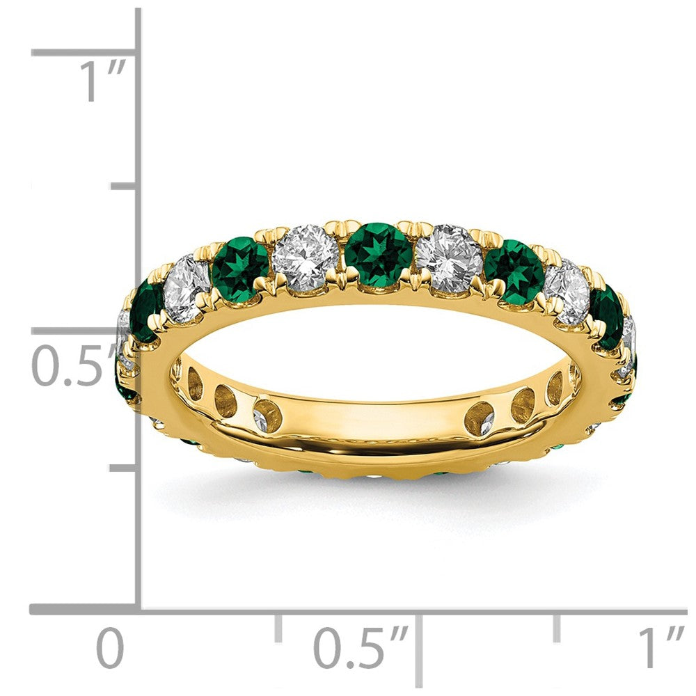 14k Yellow Gold 1 Ct. Lab Grown Diamond VS/SI+ G+ and Lab Created Emerald Eternity Band Ring