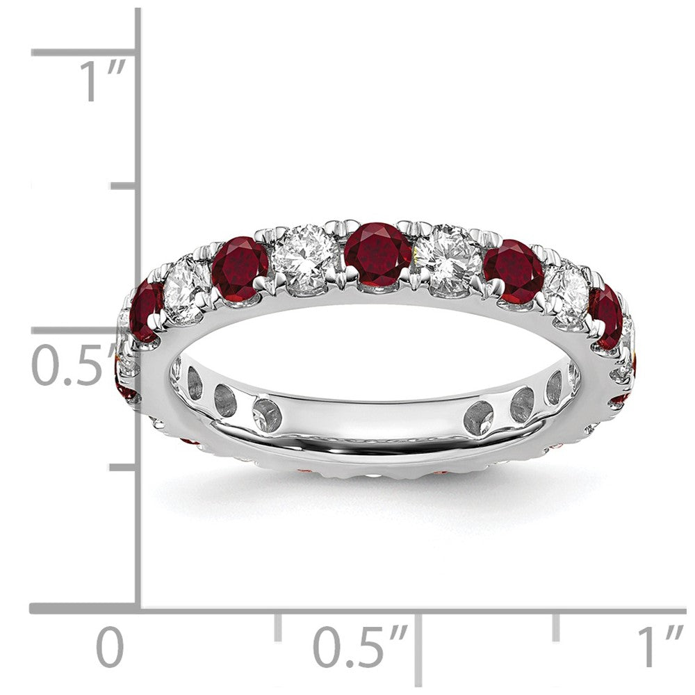 14k White Gold 1 1/5 Ct. Lab Grown Diamond VS/SI+ G+ and Lab Created Ruby Eternity Band Ring