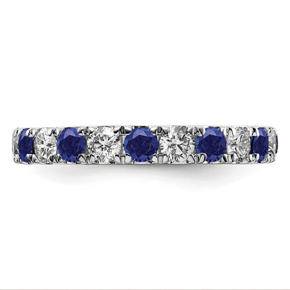 14k White Gold 1 1/5 Ct. Lab Grown Diamond VS/SI+ G+ and Lab Created Blue Sapphire Size 8 Eternity Band