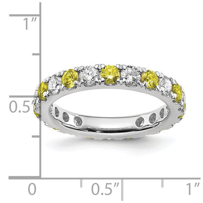 14k White Gold 1 1/5 Ct. Lab Grown Diamond VS/SI+ G+ and Lab Created Yellow Sapphire Eternity Band Ring
