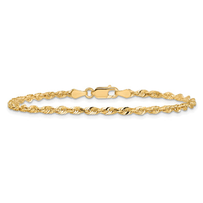 14K Yellow Gold 10 Inch 2.75mm Extra Light Diamond-Cut Rope With Lobster Clasp Anklet