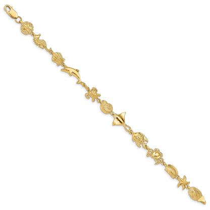 7 Inch 14K Sea Life Bracelet