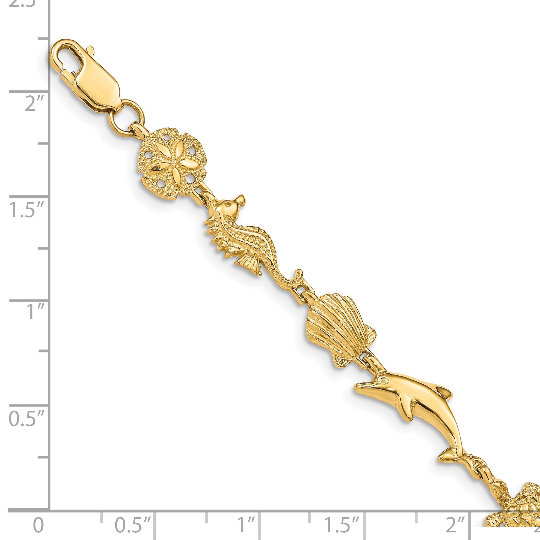 7 Inch 14K Sea Life Bracelet