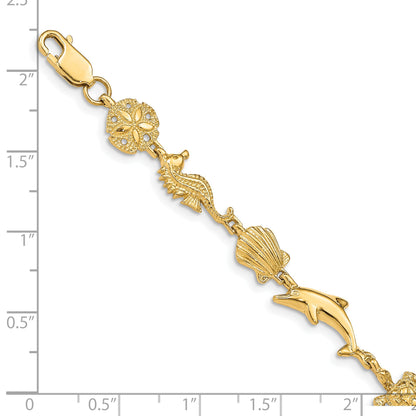 7 Inch 14K Sea Life Bracelet
