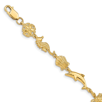 7 Inch 14K Sea Life Bracelet