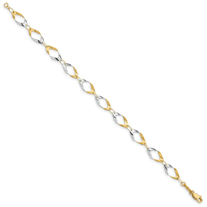 7 Inch 14K And White Rhodium Oval Link Chain Bracelet