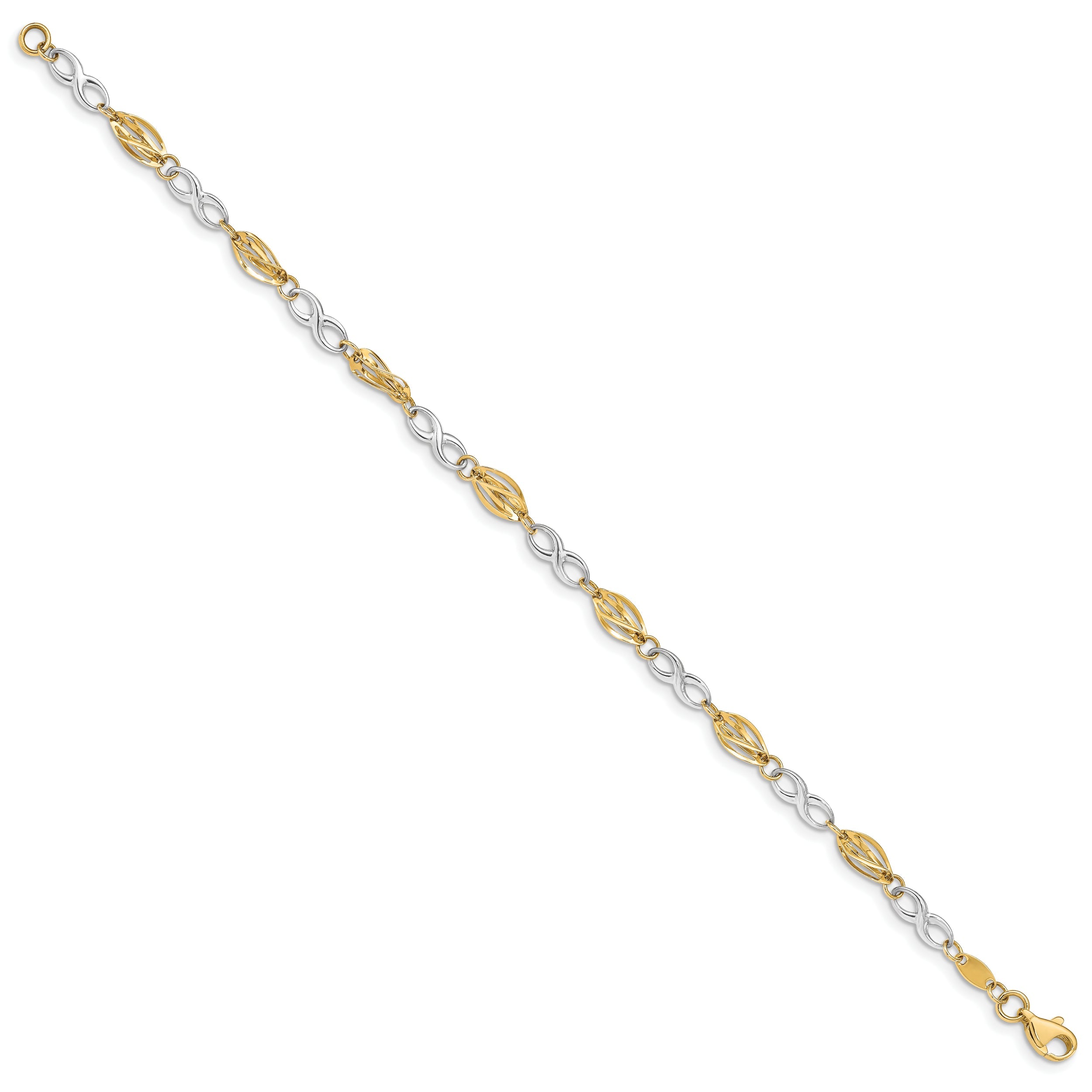 7.5 Inch 14K Two-Tone Polished Infinity Symbol 7.5In Bracelet