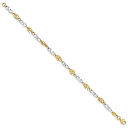 7.5 Inch 14K Two-Tone Polished Infinity Symbol 7.5In Bracelet