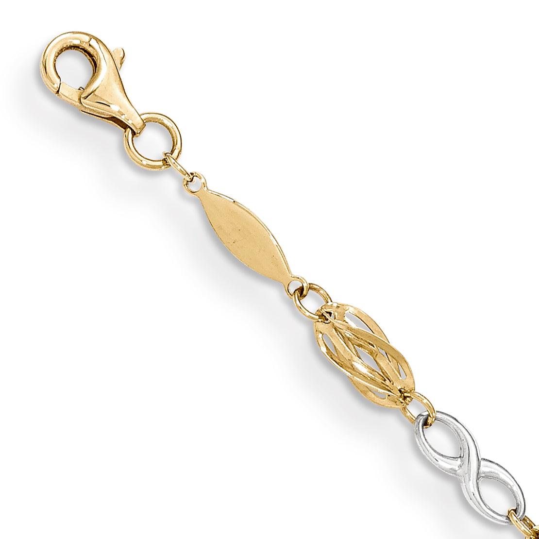 7.5 Inch 14K Two-Tone Polished Infinity Symbol 7.5In Bracelet