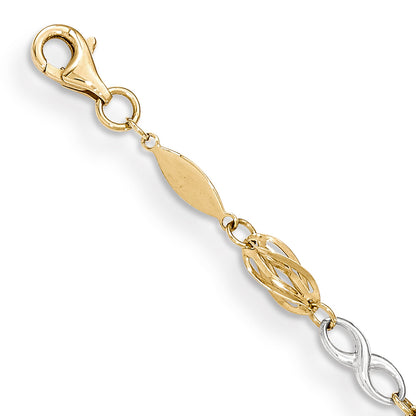 7.5 Inch 14K Two-Tone Polished Infinity Symbol 7.5In Bracelet