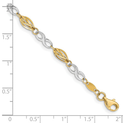 7.5 Inch 14K Two-Tone Polished Infinity Symbol 7.5In Bracelet