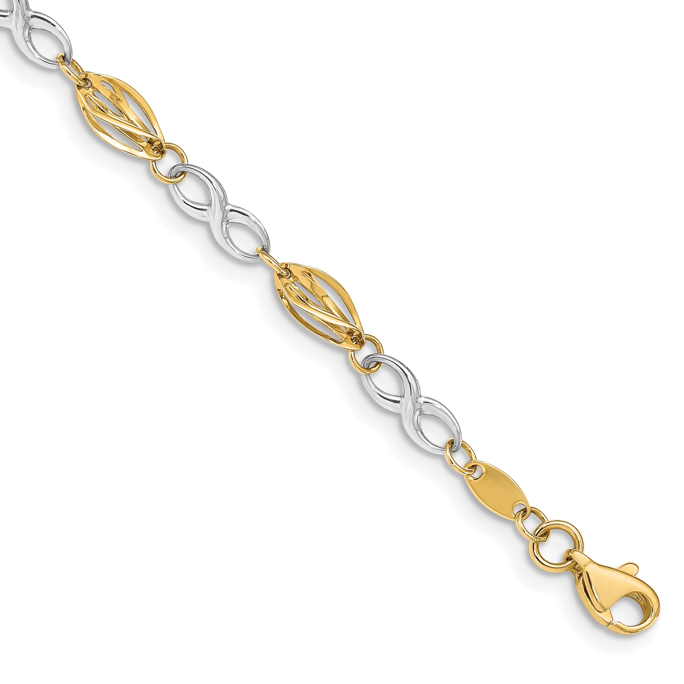 7.5 Inch 14K Two-Tone Polished Infinity Symbol 7.5In Bracelet