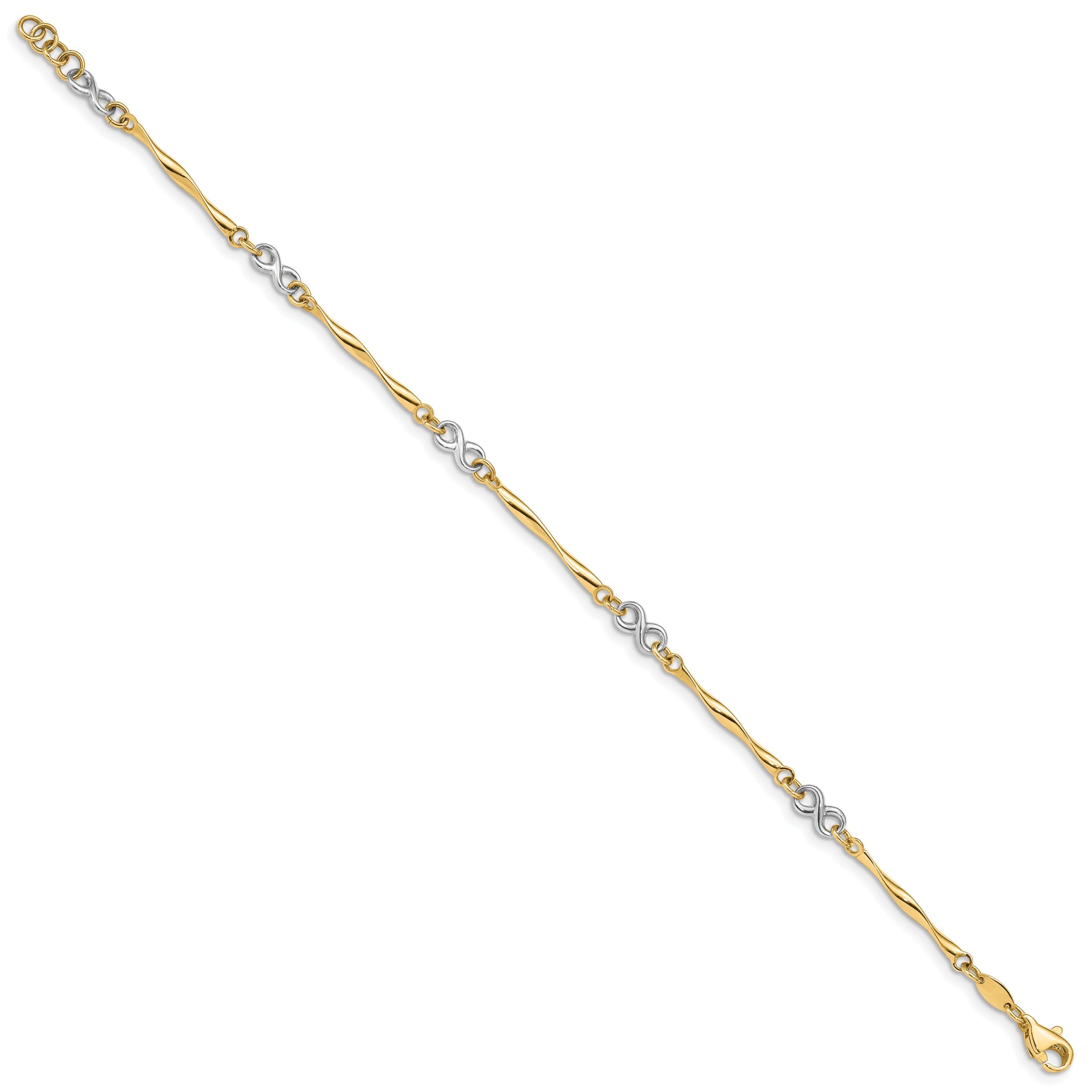 7.5 Inch 14K Two-Tone Polished Infinity Bracelet