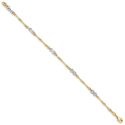 7.5 Inch 14K Two-Tone Polished Infinity Bracelet