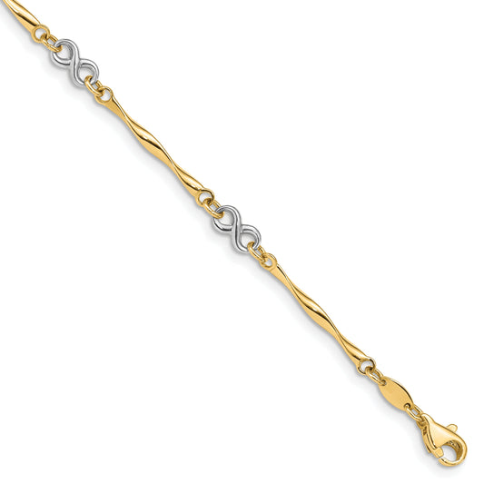 7.5 Inch 14K Two-Tone Polished Infinity Bracelet