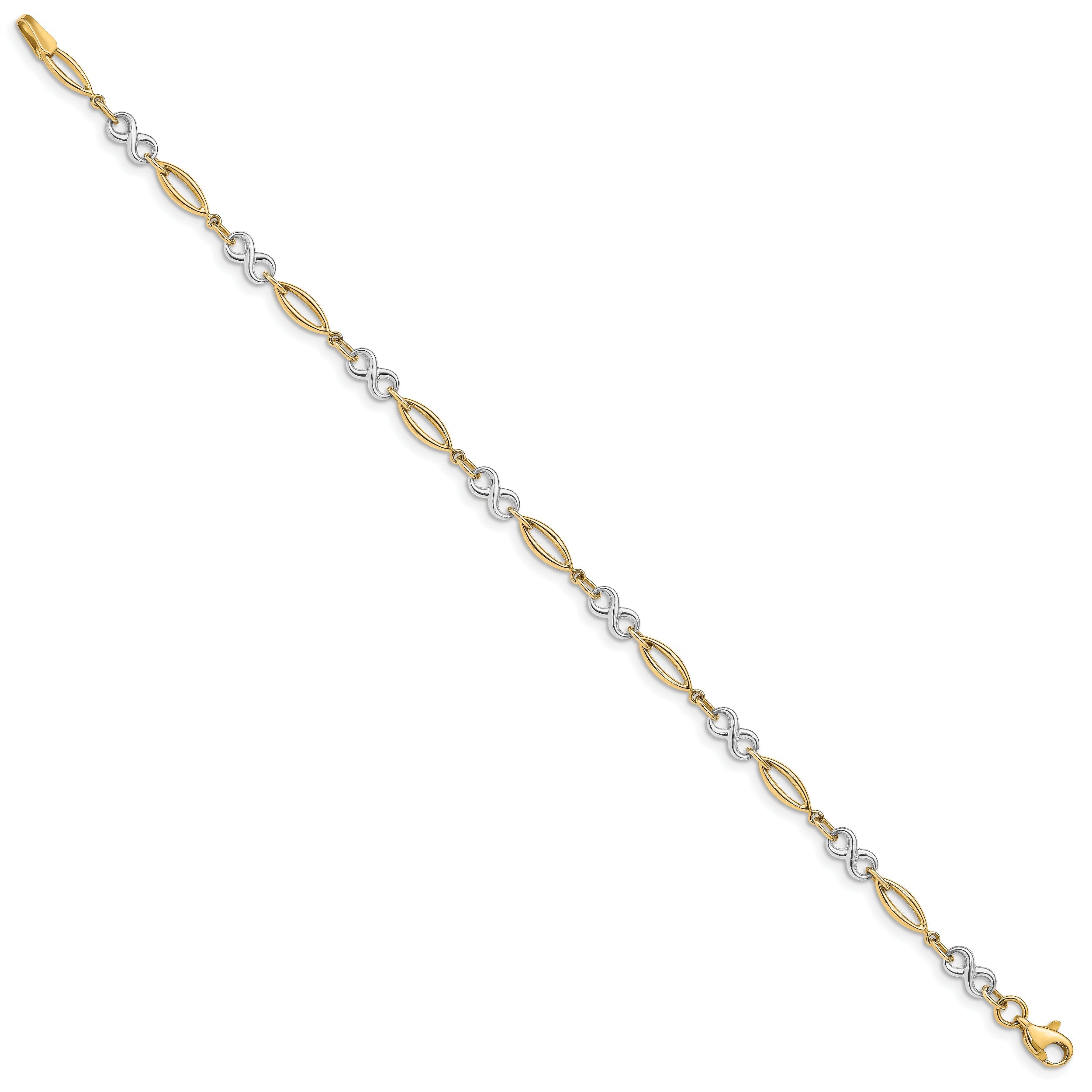 7.5 Inch 14K Two-Tone Polished Infinity Bracelet