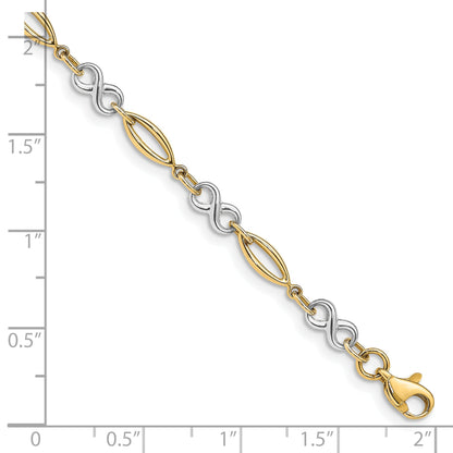 7.5 Inch 14K Two-Tone Polished Infinity Bracelet