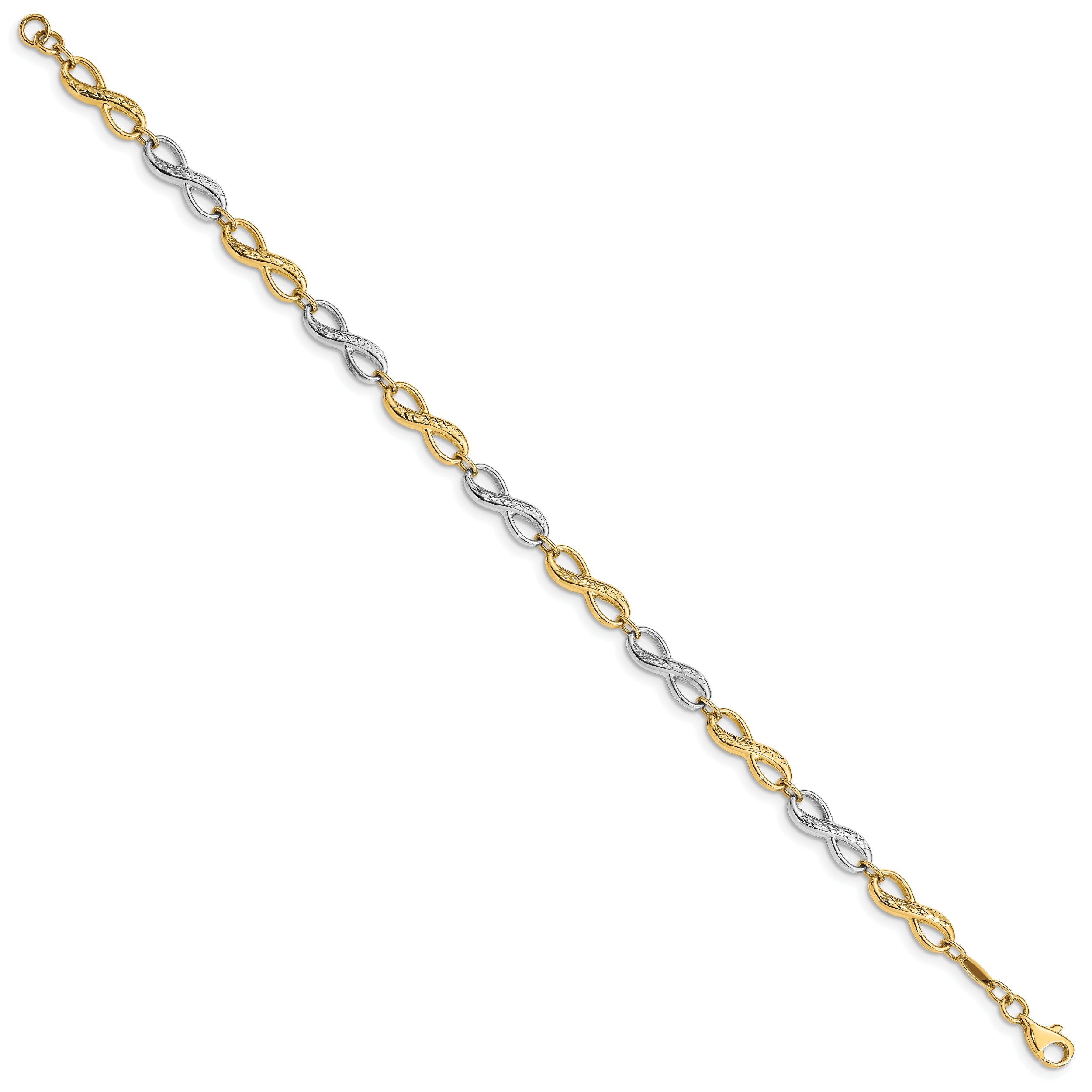 7.5 Inch 14K Two-Tone Infinity Symbol Bracelet