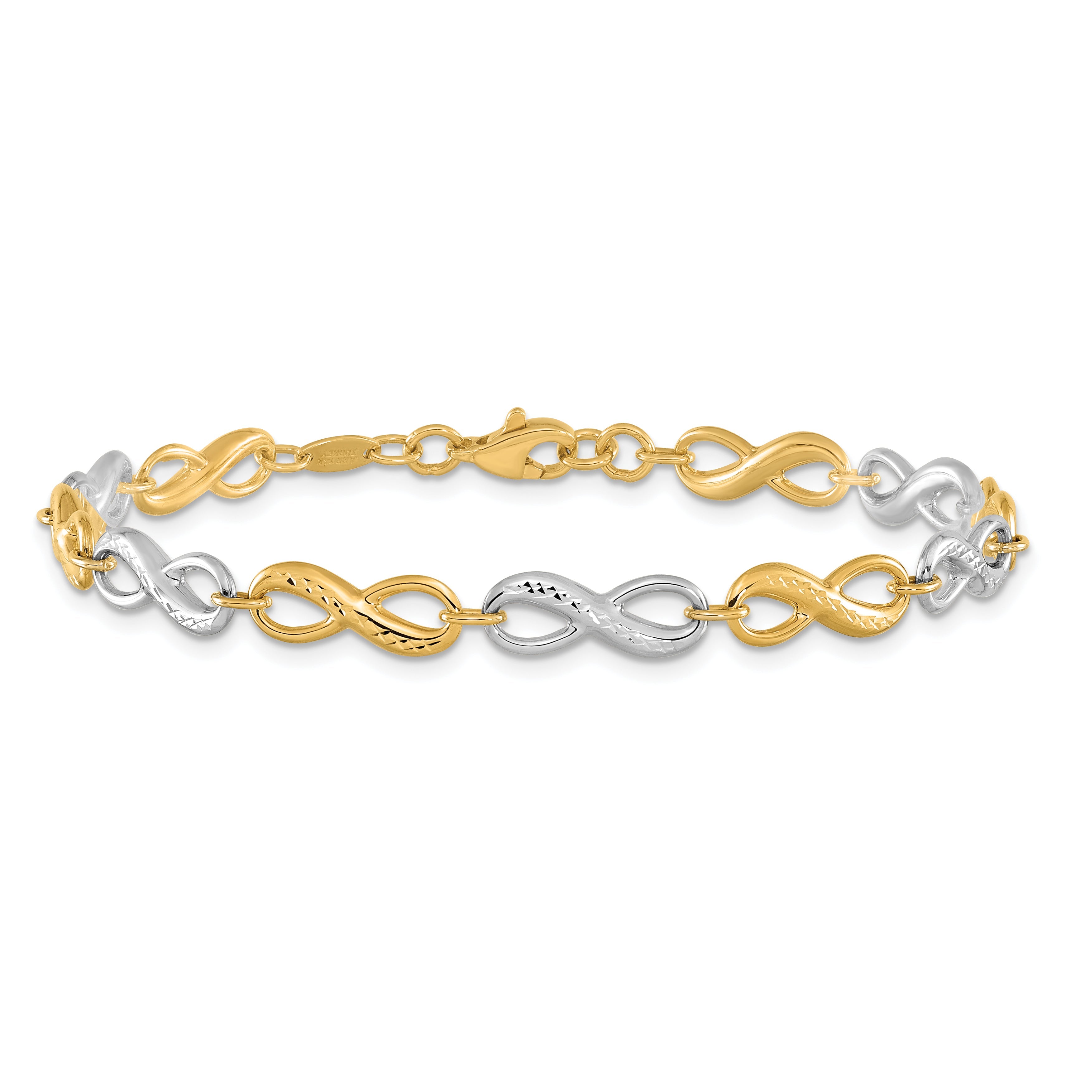 7.5 Inch 14K Two-Tone Infinity Symbol Bracelet
