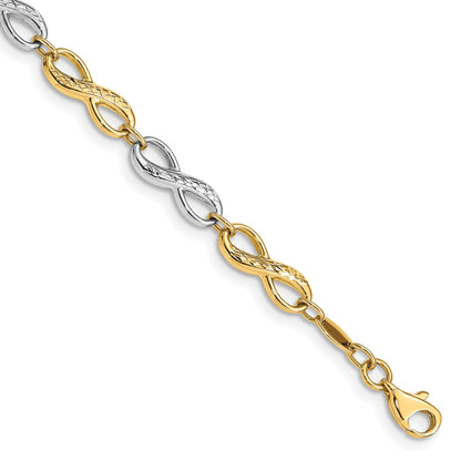 7.5 Inch 14K Two-Tone Infinity Symbol Bracelet