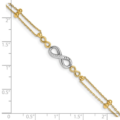 7.5 Inch 14K Two-Tone Polished D/C Multi-Strand Infinity Bracelet