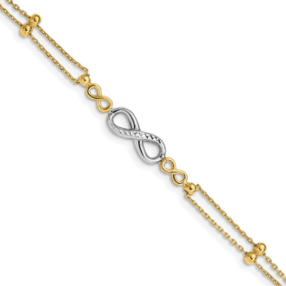 7.5 Inch 14K Two-Tone Polished D/C Multi-Strand Infinity Bracelet