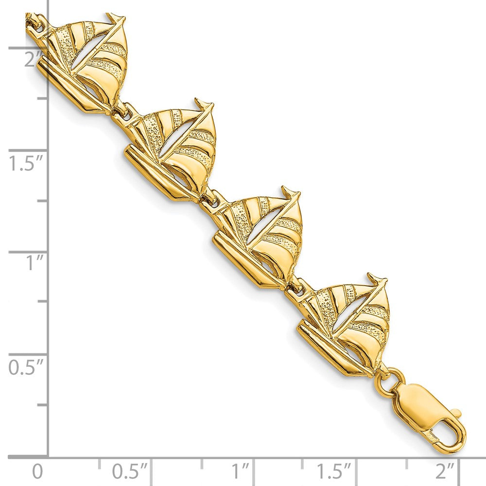 7.25 Inch 14K Sailboat Bracelet