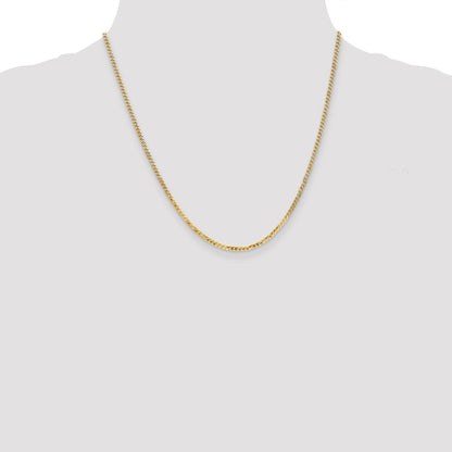 14K Yellow Gold 20 Inch 2.2mm Flat Beveled Curb With Lobster Clasp Chain Necklace