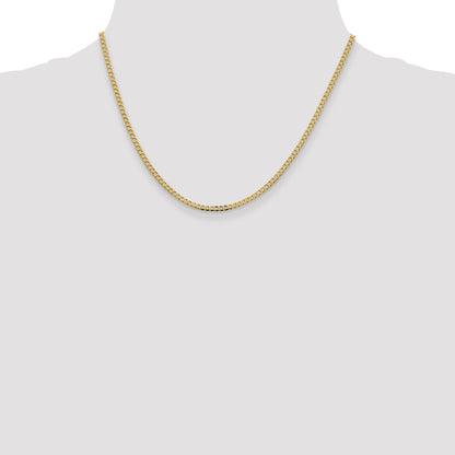 14K Yellow Gold 18 Inch 2.3mm Flat Beveled Curb With Lobster Clasp Chain Necklace