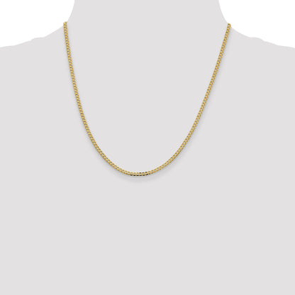 14K Yellow Gold 20 Inch 2.3mm Flat Beveled Curb With Lobster Clasp Chain Necklace