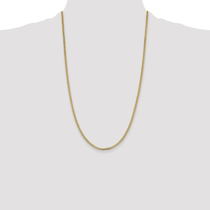 14K Yellow Gold 26 Inch 2.3mm Flat Beveled Curb With Lobster Clasp Chain Necklace