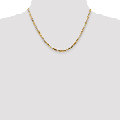 14K Yellow Gold 18 Inch 2.9mm Flat Beveled Curb With Lobster Clasp Chain Necklace