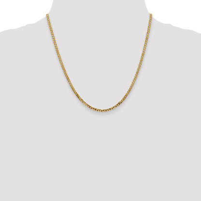 14K Yellow Gold 20 Inch 2.9mm Flat Beveled Curb With Lobster Clasp Chain Necklace