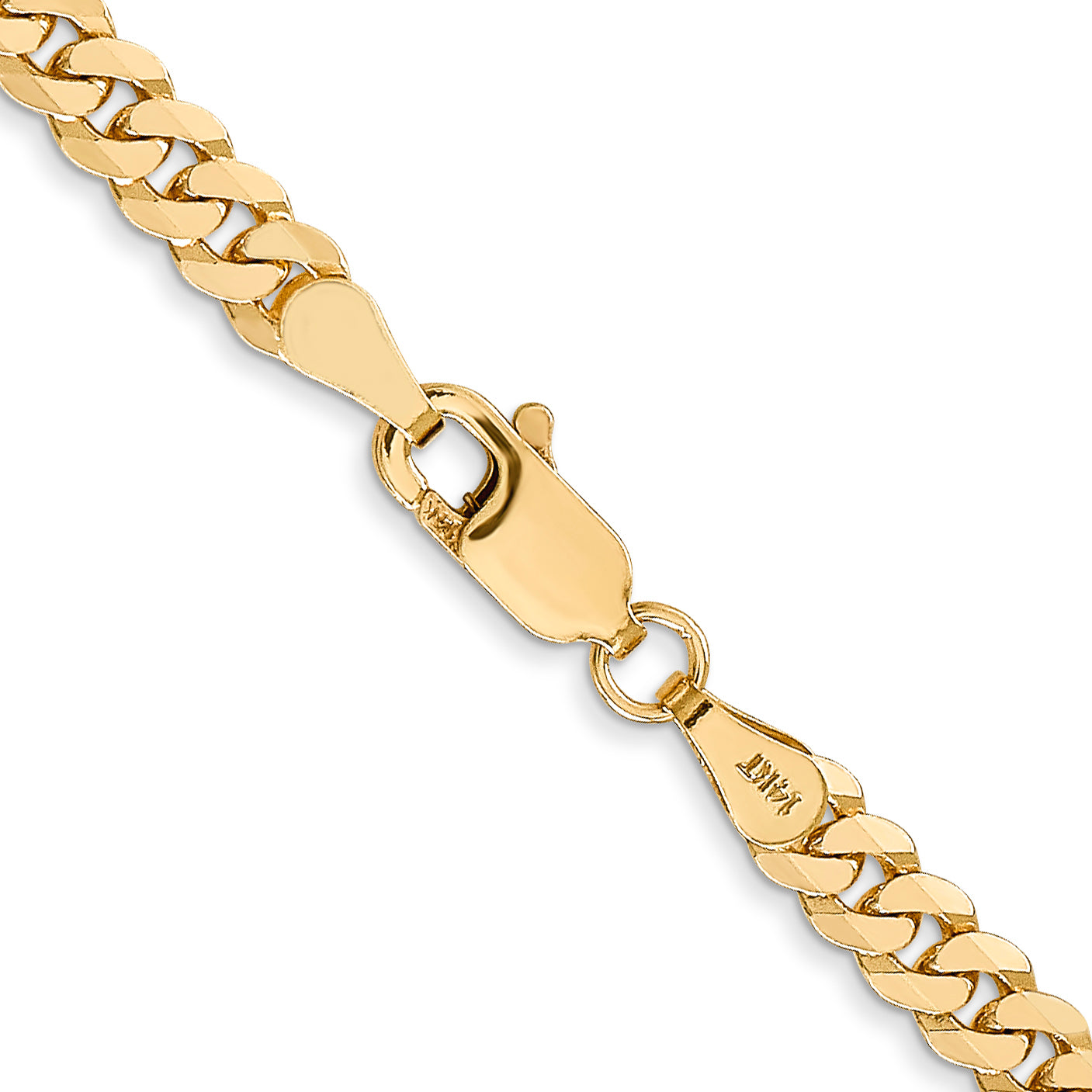 14K Yellow Gold 22 Inch 3.9mm Flat Beveled Curb With Lobster Clasp Chain Necklace