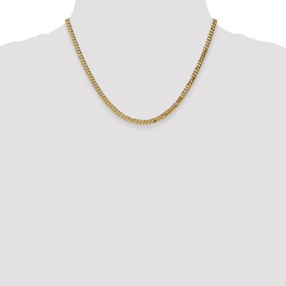 14K Yellow Gold 18 Inch 3.9mm Flat Beveled Curb With Lobster Clasp Chain Necklace