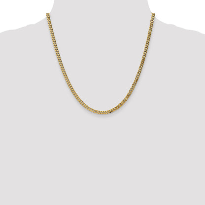 14K Yellow Gold 20 Inch 3.9mm Flat Beveled Curb With Lobster Clasp Chain Necklace