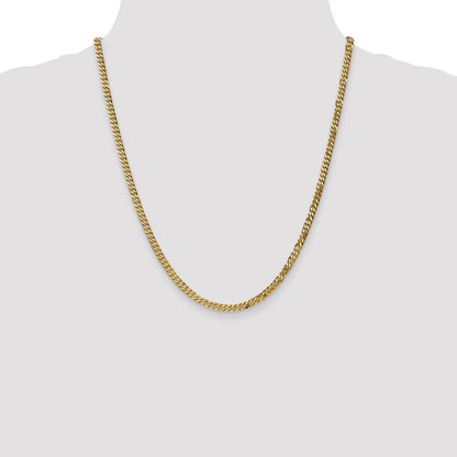 14K Yellow Gold 22 Inch 3.9mm Flat Beveled Curb With Lobster Clasp Chain Necklace