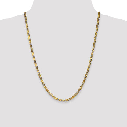 14K Yellow Gold 24 Inch 3.9mm Flat Beveled Curb With Lobster Clasp Chain Necklace