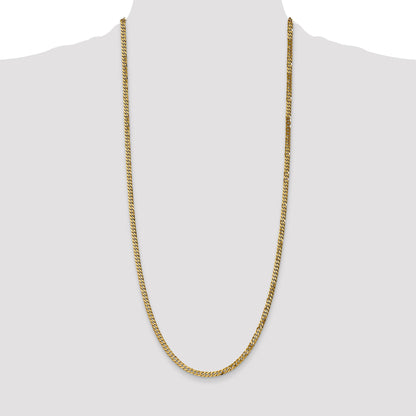 14K Yellow Gold 30 Inch 3.9mm Flat Beveled Curb With Lobster Clasp Chain Necklace