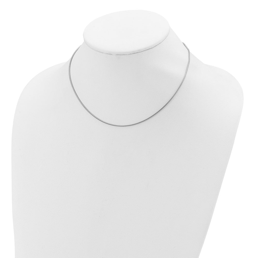 18 Inch Sterling Silver Ss Rh Plat 1.1mm Round Snake 1In+1In Adjustable Chain Necklace