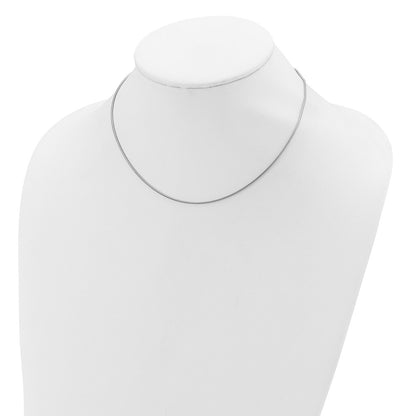 18 Inch Sterling Silver Ss Rh Plat 1.1mm Round Snake 1In+1In Adjustable Chain Necklace