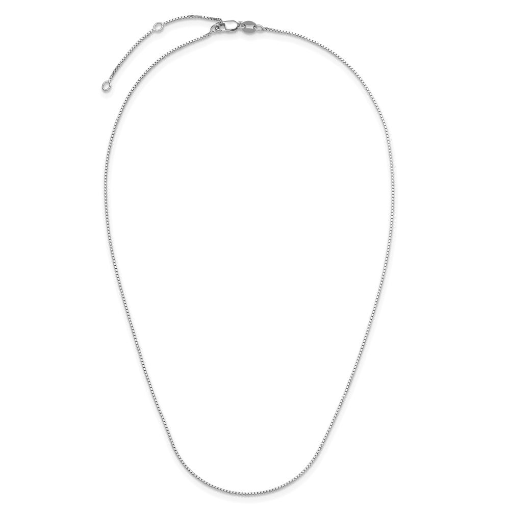 18 Inch Sterling Silver Ss Rh Plated .85mm Box 1In+1In Adjustable Chain Necklace