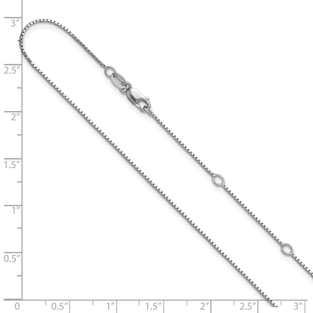 18 Inch Sterling Silver Ss Rh Plated .85mm Box 1In+1In Adjustable Chain Necklace