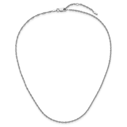 18 Inch Sterling Silver Rh Plated 1.6mm Singapore 1In+1In Adjustable Chain Necklace