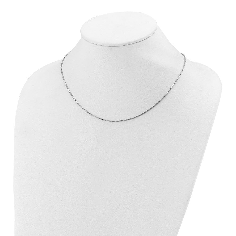 18 Inch Sterling Silver Ss Rh Plated 1.1mm Box 1In+1In Adjustable Chain Necklace