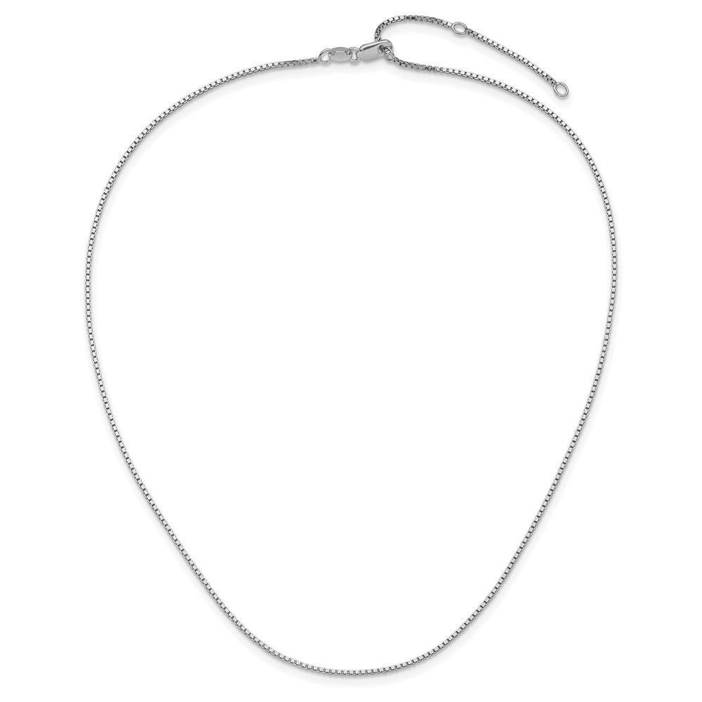 18 Inch Sterling Silver Ss Rh Plated 1.1mm Box 1In+1In Adjustable Chain Necklace
