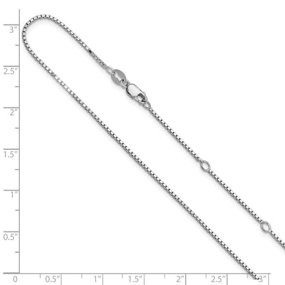 18 Inch Sterling Silver Ss Rh Plated 1.1mm Box 1In+1In Adjustable Chain Necklace