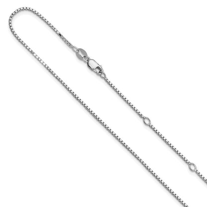 18 Inch Sterling Silver Ss Rh Plated 1.1mm Box 1In+1In Adjustable Chain Necklace