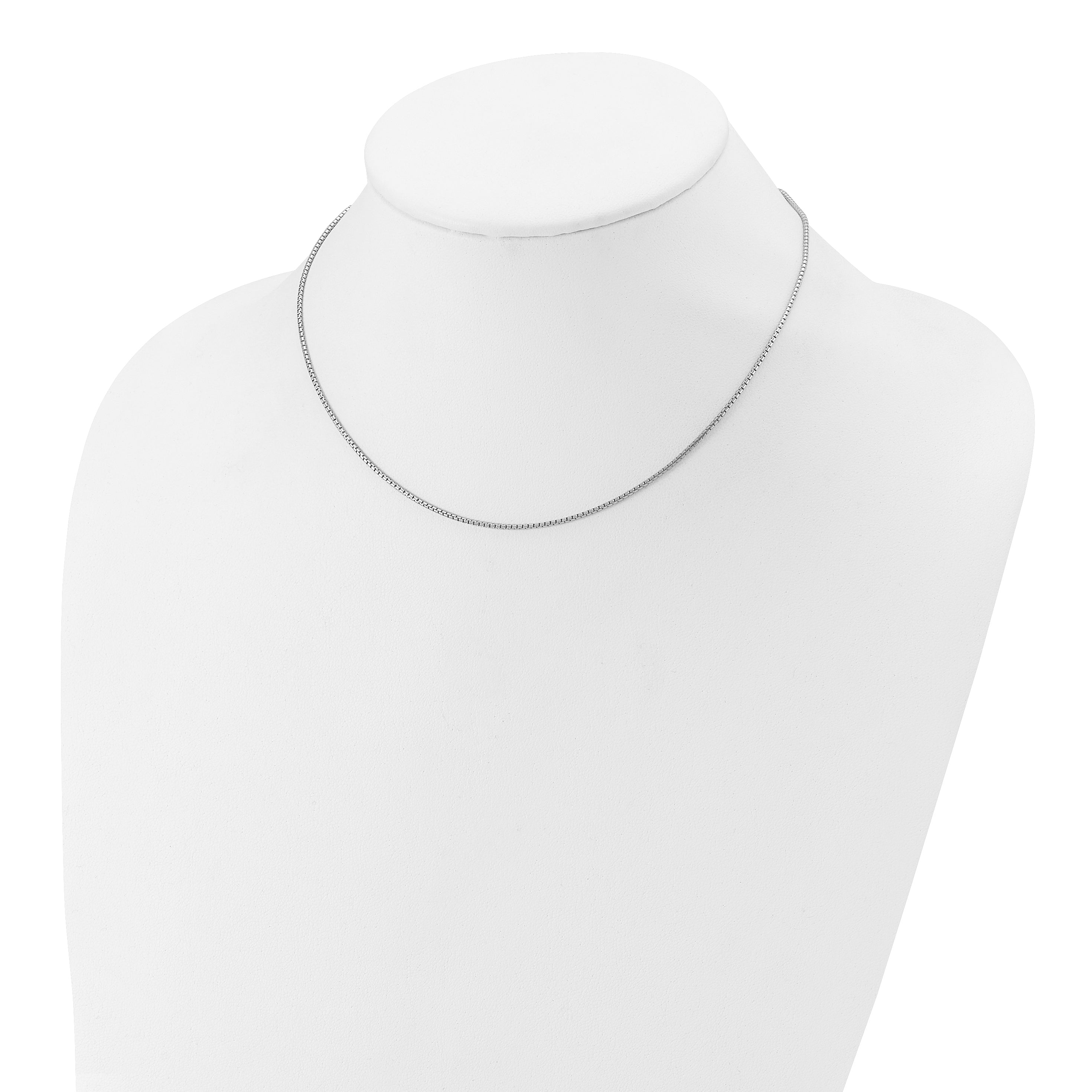 18 Inch Sterling Silver Rh Plated 1.25mm Round Box 1In+1In Adj. Chain Necklace