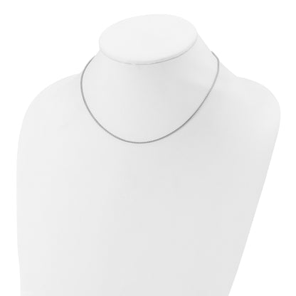 18 Inch Sterling Silver Rh Plated 1.25mm Round Box 1In+1In Adj. Chain Necklace